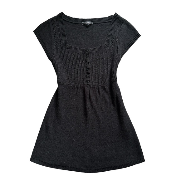 Tops - Coquette Y2K Black Short Sleeve Knit Button up Prairie Style Top
